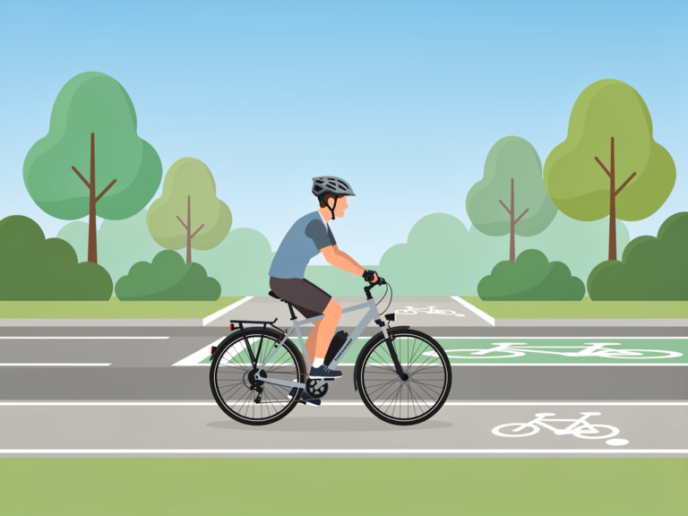 Alleine Radfahren sicher genießen – Tipps für entspanntes Pedeleceur Pedelec-Fahrer allein auf Waldweg mit Schutzhelm für sichere Tour unterwegs