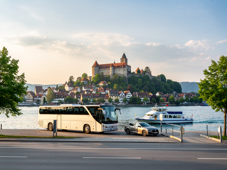 Bequeme Anreise nach Meersburg mit Bus, Fähre und Auto einfach erklärt Bequeme Anreise nach Meersburg mit Bus, Fähre und Auto nahe Bodensee
