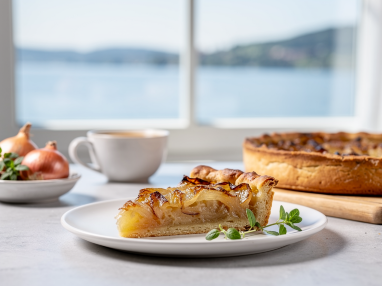 Bäckerei Gohm am Bodensee entdeckt: Bewertung ihres Zwiebelkuchens und mehr Frisch gebackener Zwiebelkuchen der Bäckerei Gohm am Bodensee