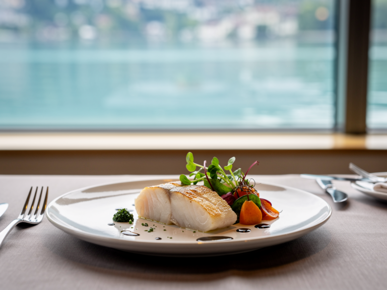 Feines Bodensee-Felchenfilet kreativ angerichtet im Restaurant Ophelia Konstanz