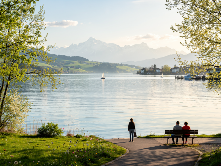 Bodensee im Mai erleben Die besten Erfahrungen für deine Reiseplanung Blumenmeer und Bodenseeufer im Mai mit sanftem Frühlingslicht