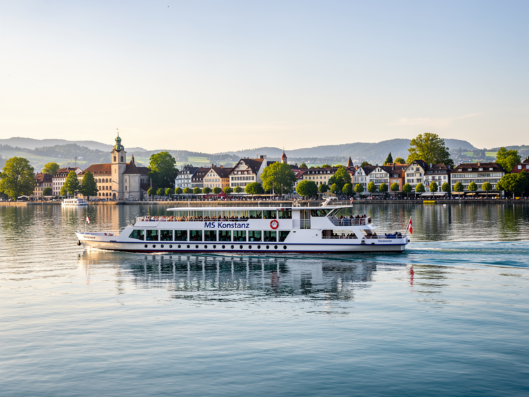 MS Konstanz auf dem Bodensee während einer entspannten Schifffahrtsfahrt