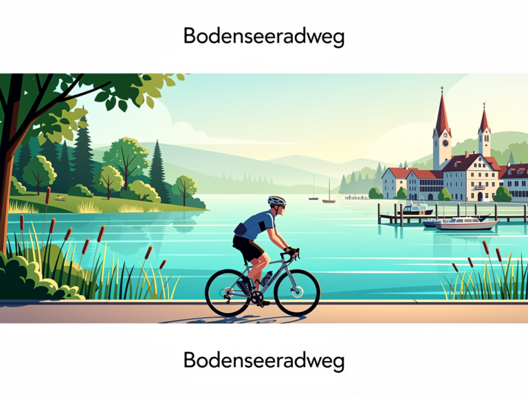 Radfahrer auf dem Bodenseeradweg Schweiz entlang malerischer Seeufer und Weinberge