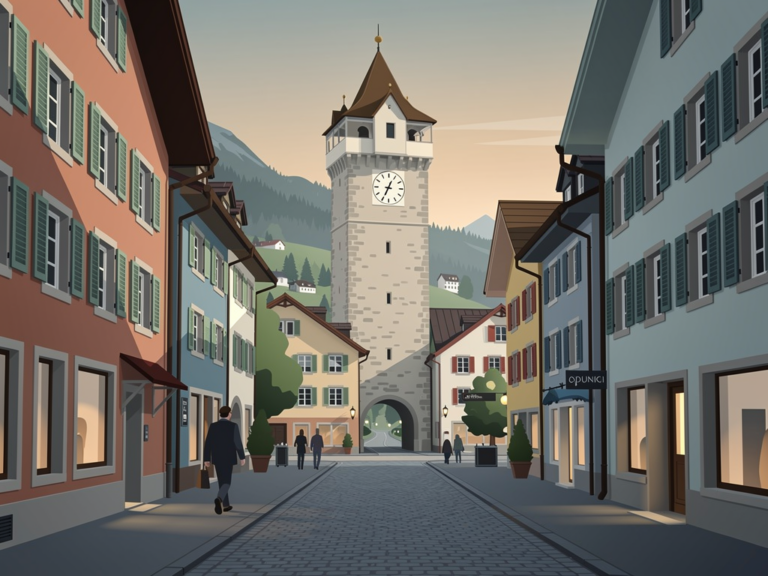 Martinsturm über der Bregenzer Oberstadt Altstadt mit historischen Gassen und Flair