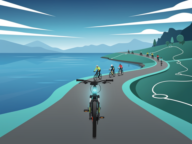 E-Bike Fahrer genießen Bodensee-Tour mit optimal genutzter Akkureichweite