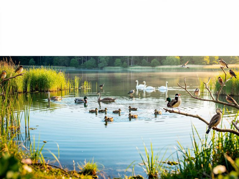 Vielfältige Wasservögel und Amphibien am ruhigen Entenweiher Salem Natur
