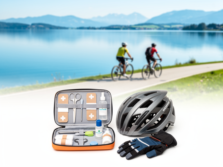 Gut ausgestattetes Erste-Hilfe Set für Radfahrer auf dem Bodensee Radweg unterwegs