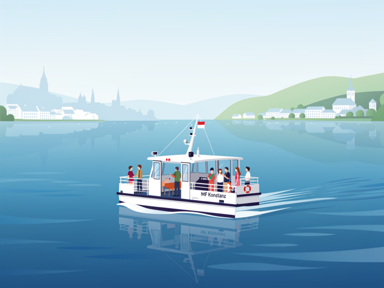 Fähre Konstanz Meersburg MF Konstanz auf Bodensee mit Passagieren und Fahrzeugen