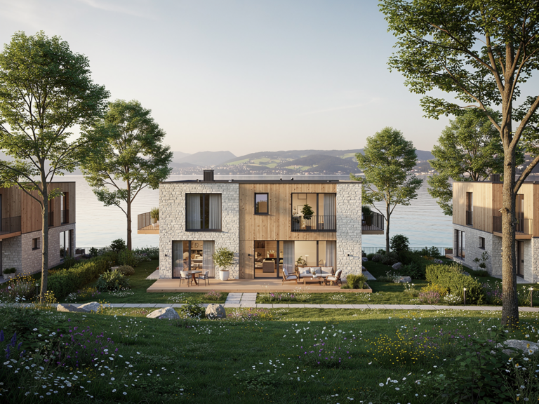Ferienwohnung am österreichischen Bodensee umgeben von Natur und grünen Wiesen