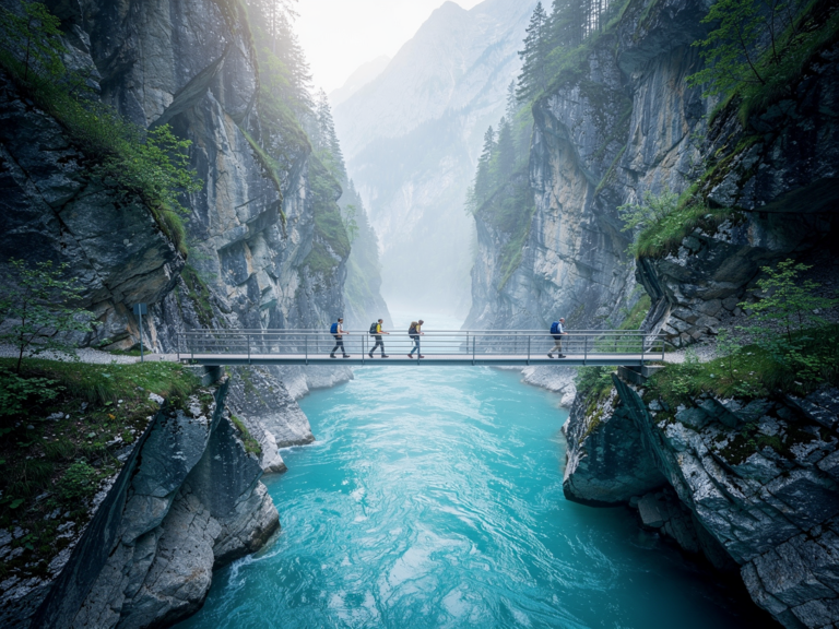 Wanderweg durch die Höllentalklamm mit Wasserfällen und beeindruckender Felskulisse