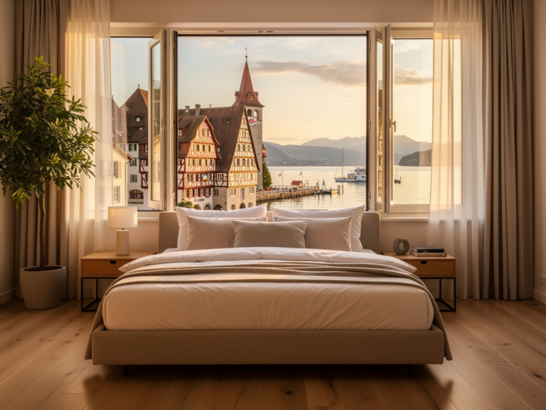 Hotel Lindau mit Blick auf Bodensee Hafenkulisse und historische Altstadt