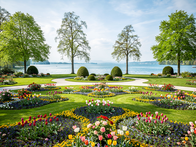 Blühende Gärten und Naturidyll auf der autofreien Insel Mainau im Bodensee