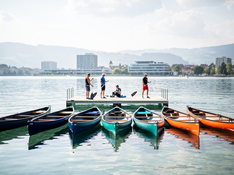 Günstiger Kanuverleih in Konstanz mit Paddel und Schwimmweste am Bodensee