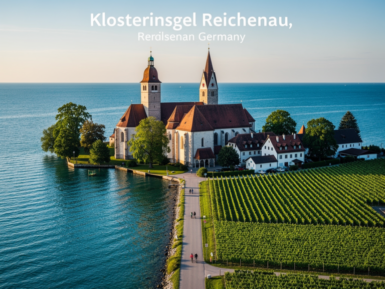 Historische Klosterinsel Reichenau mit blühenden Gärten und mittelalterlicher Architektur