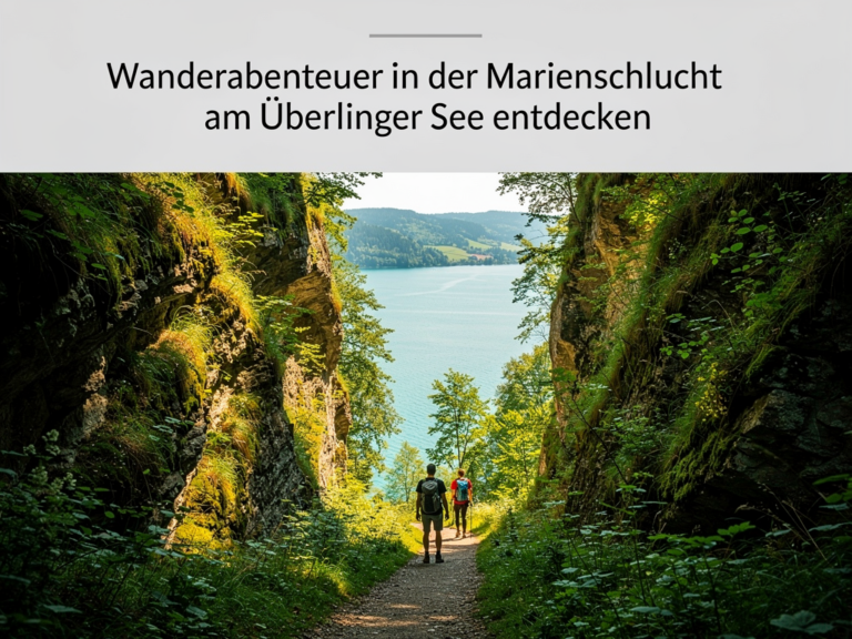 Wanderweg durch die Marienschlucht mit Blick auf den Überlinger See und Wald
