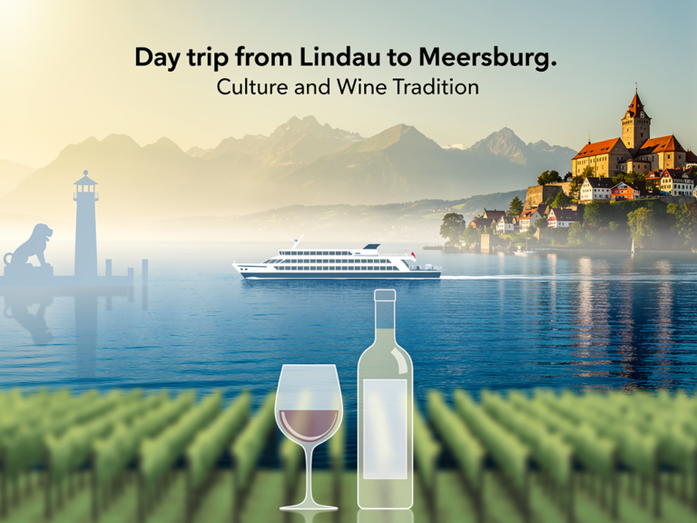 Fähre auf dem Bodensee zwischen Lindau und dem historischen Meersburg mit Weintradition