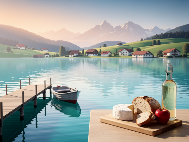 Spaziergang am Ufer des Nussbaumersees mit Blick auf Weinberge und Seeufer