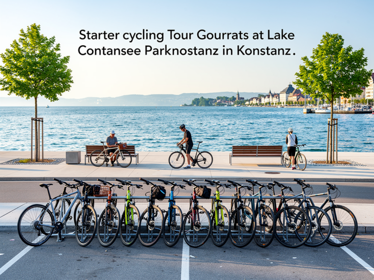 Radtour am Bodensee beginnen und richtig parken in Konstanz Parkplatz in Konstanz mit Fahrrädern für Bodensee Radtour am Startpunkt