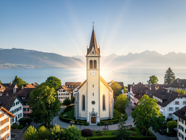 Barocke Pfarrkirche St. Gallus Bregenz mit gotischem Kirchturm und kunstvollem Innenraum
