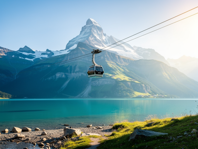 Blick von der Seilbahn auf den Säntis Gipfel und Panorama der Ostschweiz