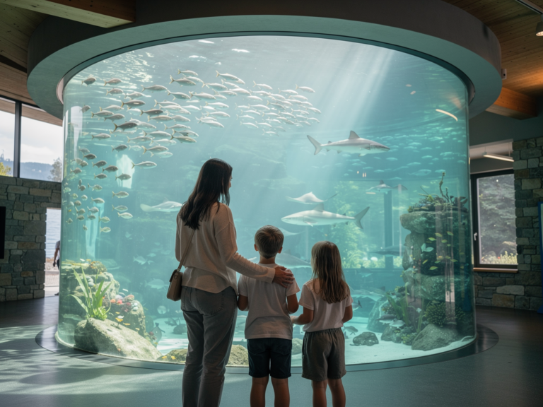 Familie entdeckt bunte Unterwasserwelt im SEA LIFE Konstanz am Bodensee