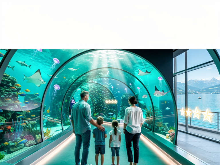Familie entdeckt bunte Meereswelten im SEA LIFE Konstanz beim Ausflug am Bodensee