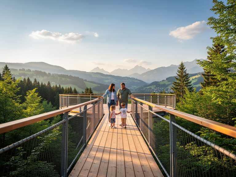 Erlebnisreicher Familienausflug im Skywalk Allgäu Naturerlebnispark Praxistest Familie erlebt Abenteuer im Baumwipfelpfad und Hochseilgarten im Skywalk Allgäu