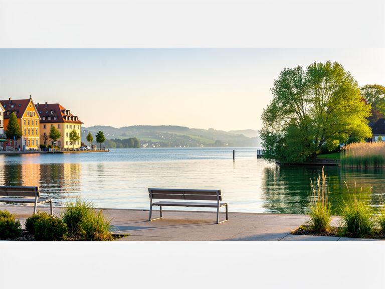 Historisches Städtle Radolfzell am Bodensee mit Münster, Natur und Alpenblick