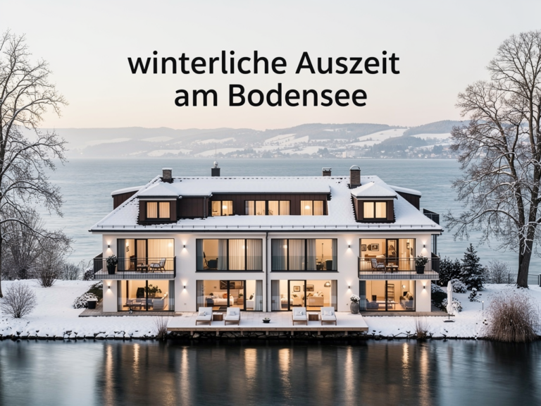Winterliche Auszeit am Bodensee genießen mit den besten Unterkünften Winterliche Bodenseelandschaft mit einladenden Unterkünften und verschneiten Seeufern