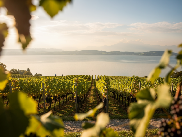 Weinlese Bodensee erleben und die beste Reisezeit genießen Weinlese Bodensee mit Traubenernte zwischen Weinbergen und See im Spätsommer