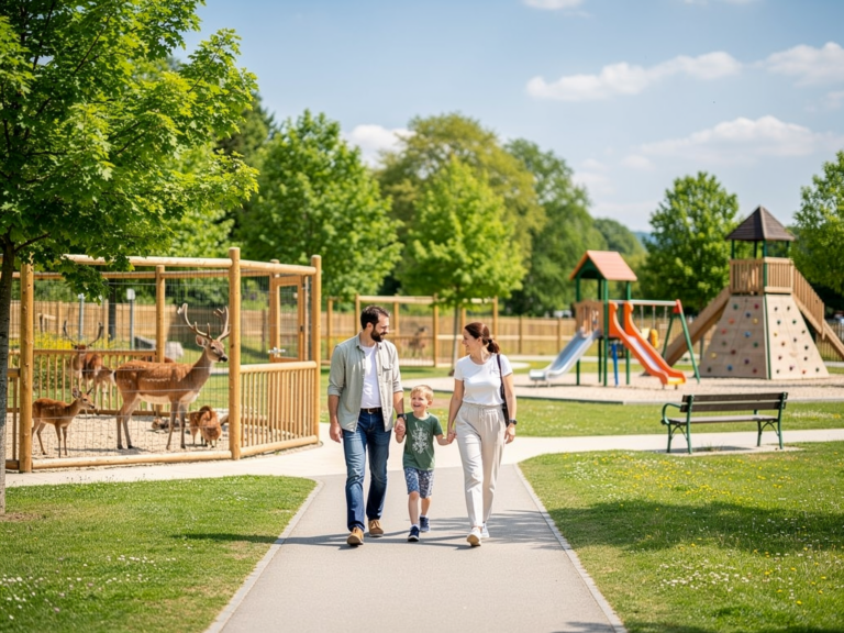 Familien beim Entdecken der Wildtiere im Wild- und Freizeitpark Allensbach