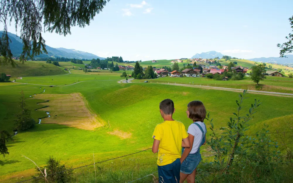 Blick auf Obermaiselstein und den Riedbach kurz nach dem Hirschsprung