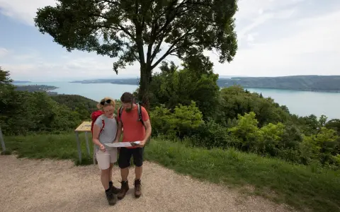 Wanderer mit Karte auf dem SeeGang